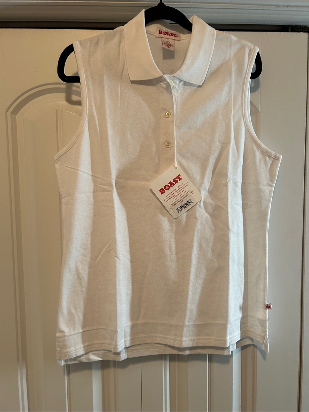 BOAST Women's White Sleeveless Polo Tank Top